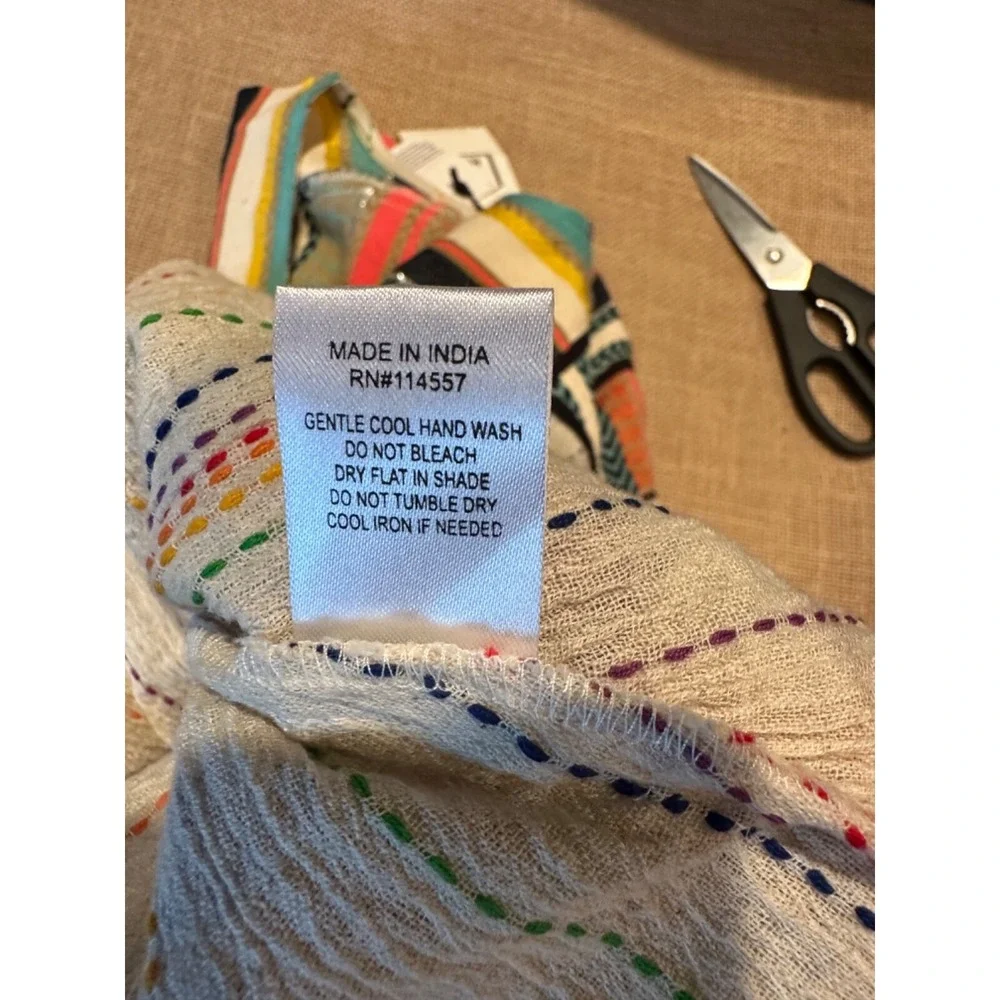 THML Bell Sleeve Multi Colored Striped Bohemian Flowy Blouse M NWT - Picture 6 of 6